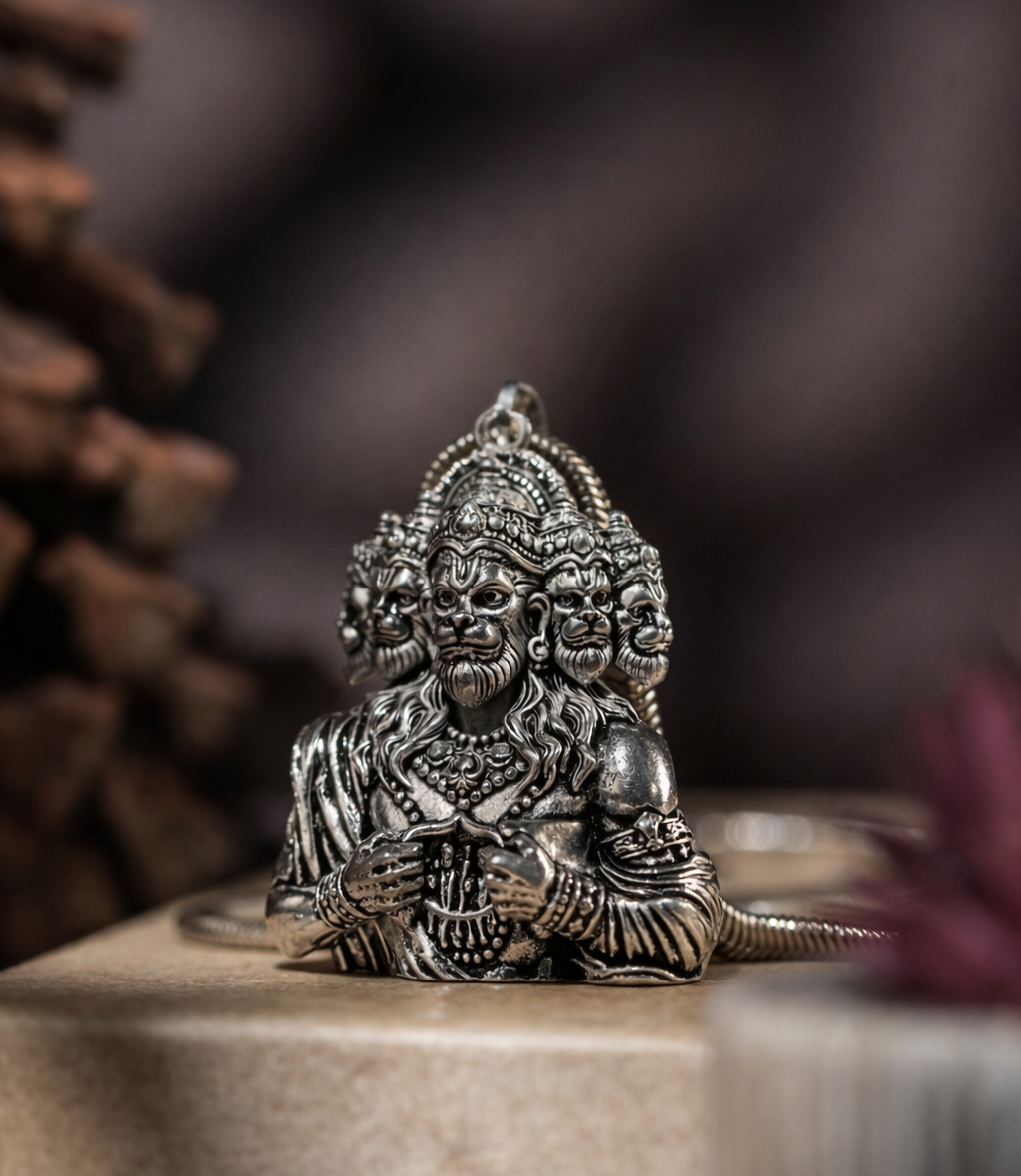 Panchamukhi Hanuman Pendant With Snake Chain