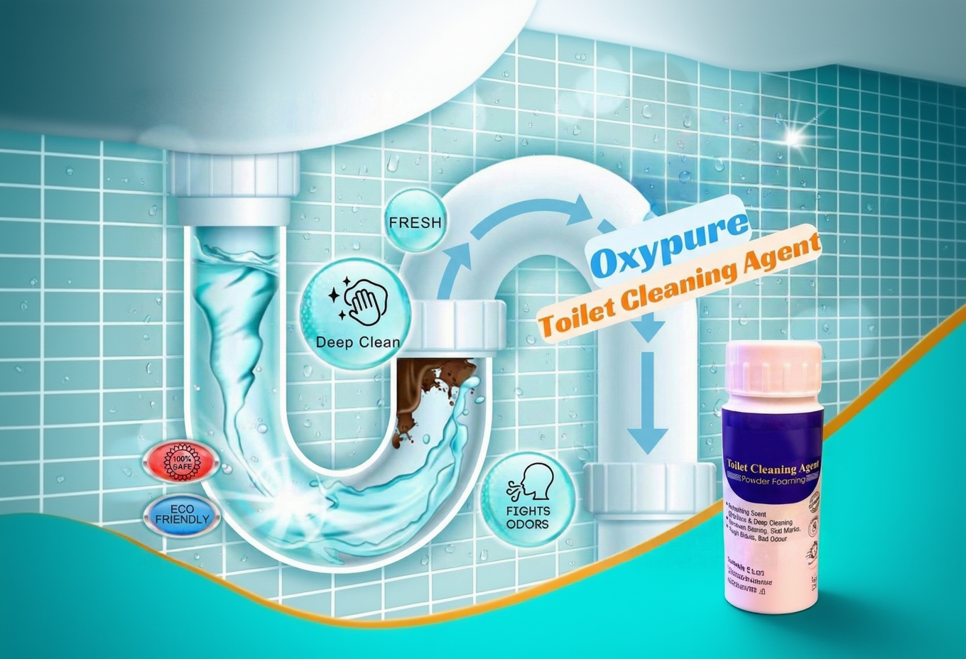 Toilet & Sink Cleaning Agent - Powder Foam Formula - 100g x 2