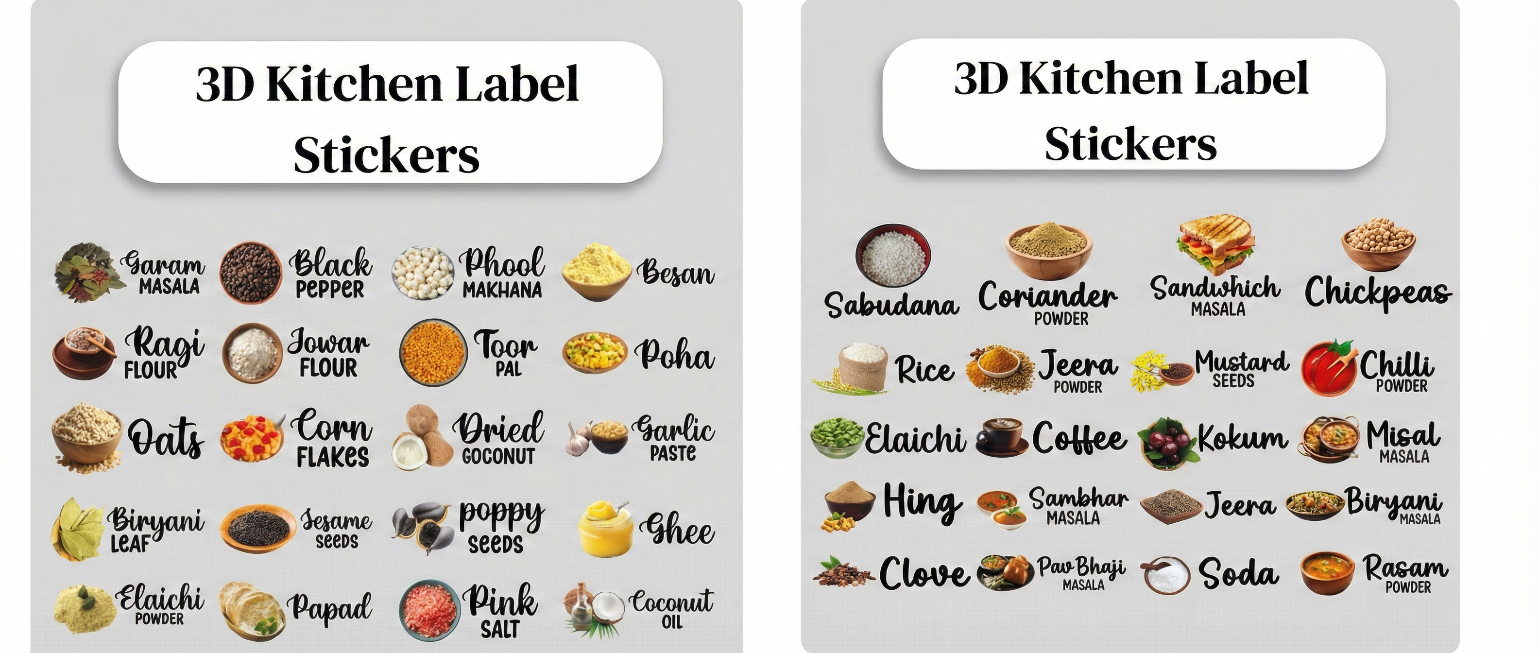Waterproof Kitchen Spice Jar Label Stickers – Set of 60 Durable Labels