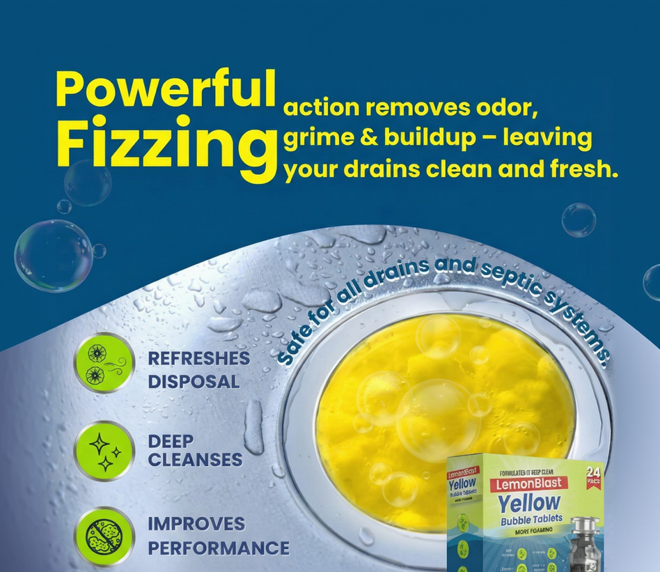 LemonBlast Yellow Bubble Tablets – Deep Cleaning (24 Count)