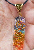 7 Chakra Energy Balance: Titanium Quartz Stone Pendant