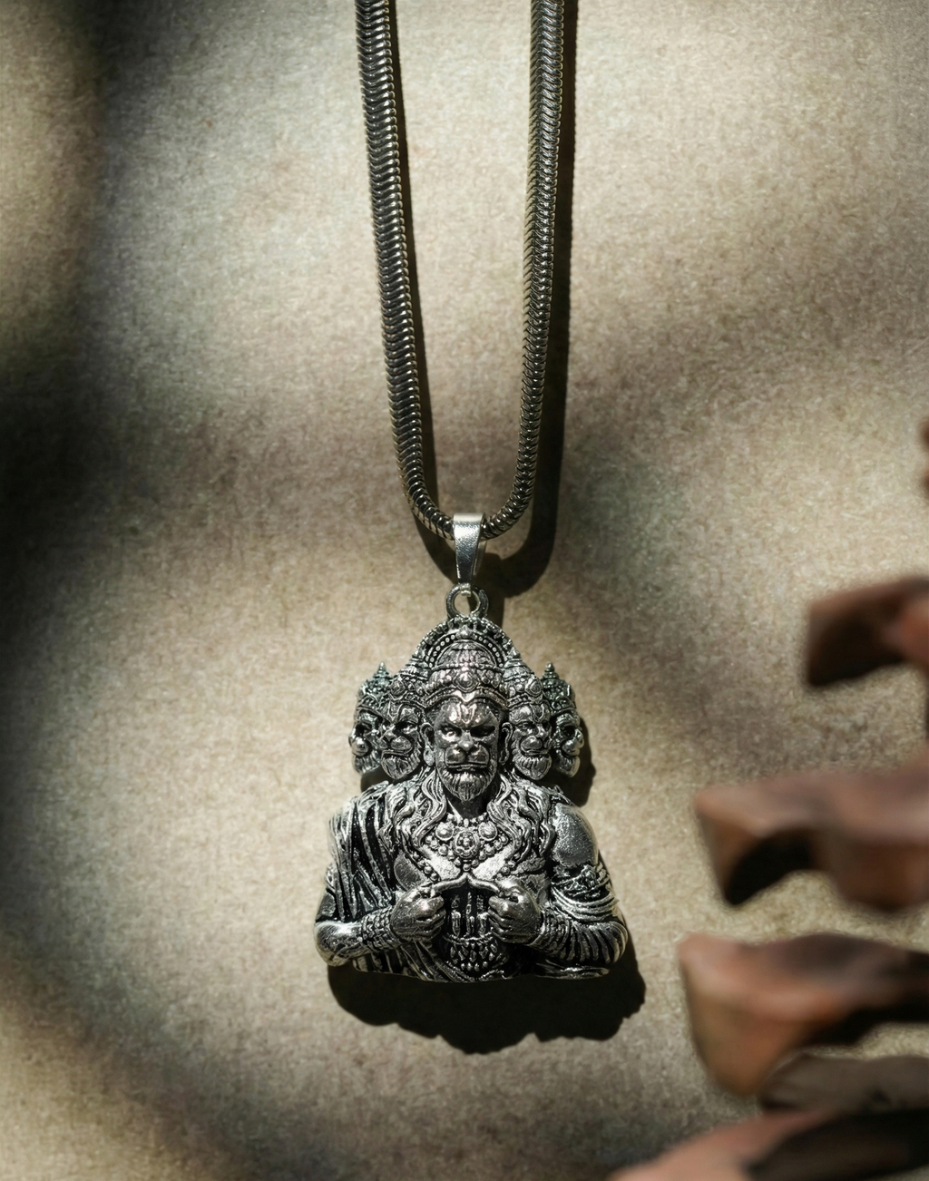 Panchamukhi Hanuman Pendant With Snake Chain