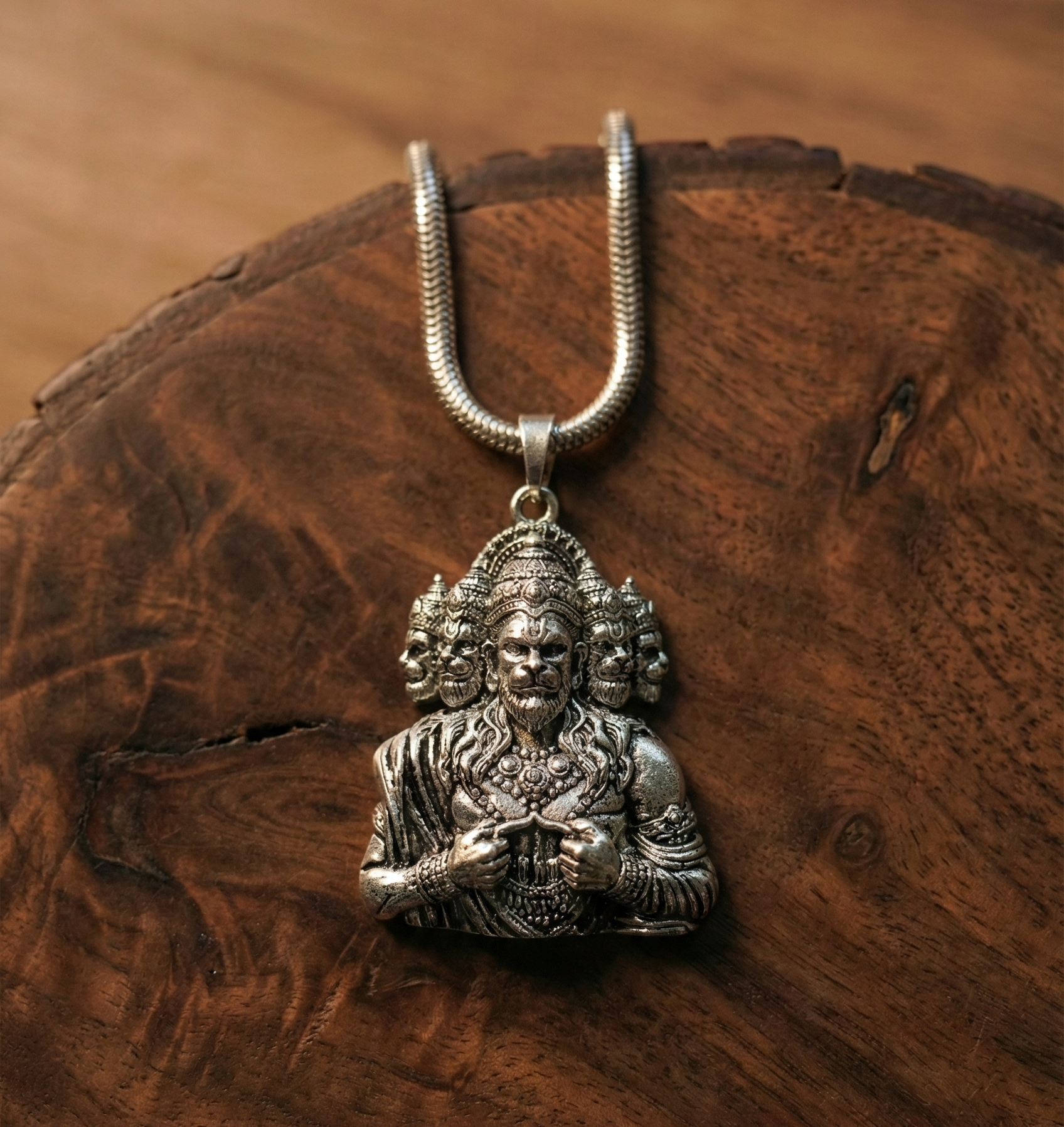 Panchamukhi Hanuman Pendant With Snake Chain