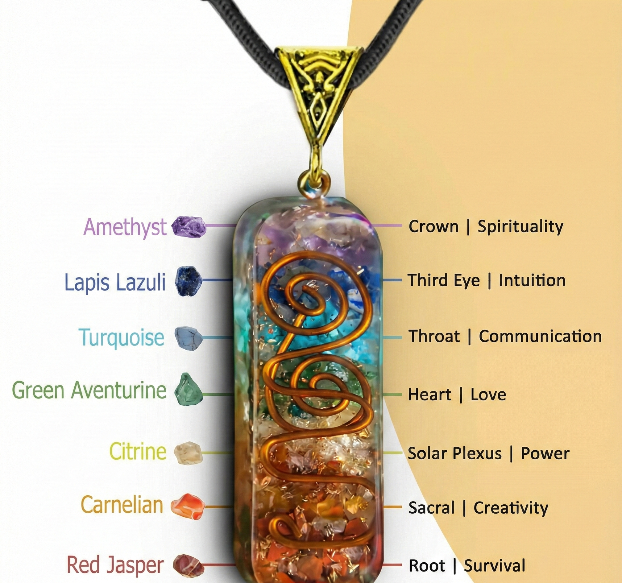 7 Chakra Energy Balance: Titanium Quartz Stone Pendant
