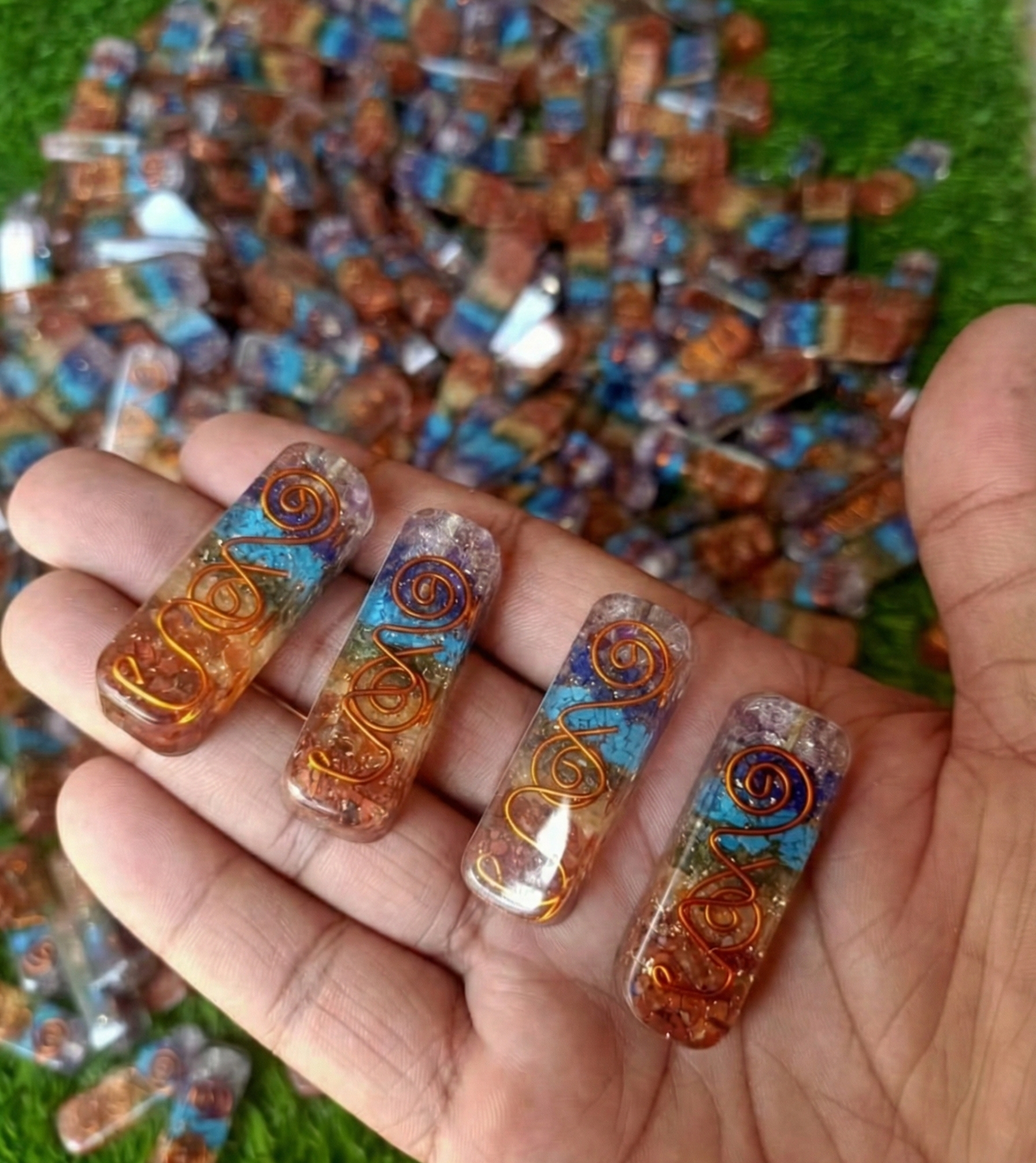 7 Chakra Energy Balance: Titanium Quartz Stone Pendant