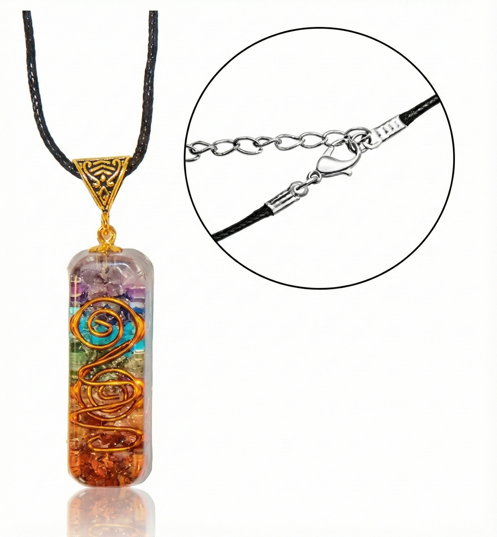 7 Chakra Energy Balance: Titanium Quartz Stone Pendant