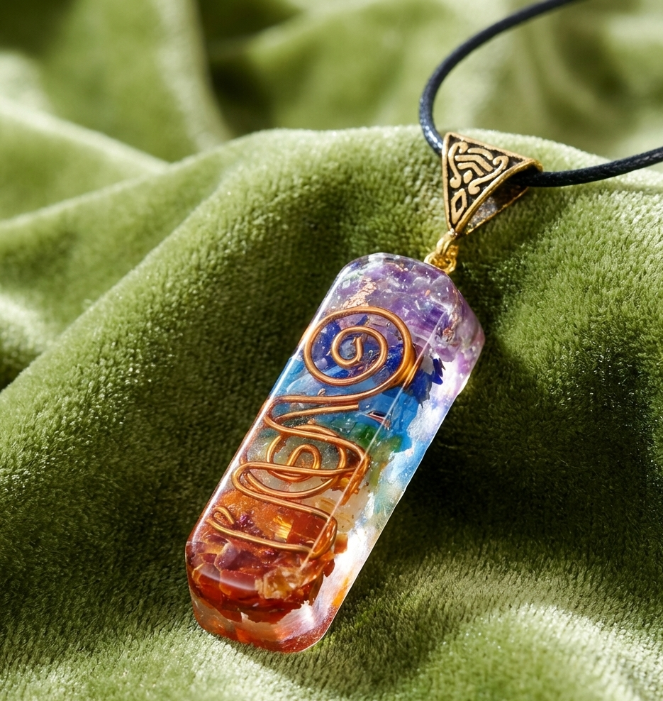 7 Chakra Energy Balance: Titanium Quartz Stone Pendant